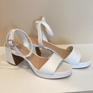Copper Key White Block Heel Sandals